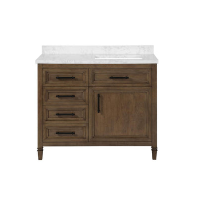Aiken 42 in. W x 22 in. D Bath Vanity in Almond Latte with Cultured Marble Vanity Top in White with white Basin - Super Arbor