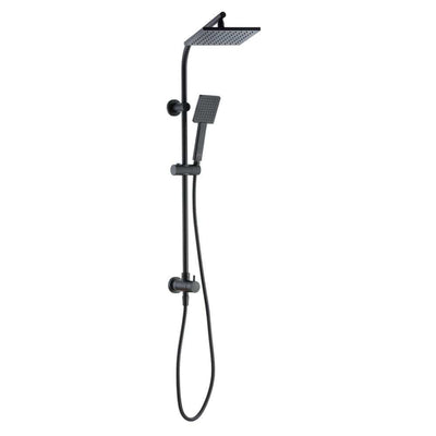 Modern Wall Bar Shower Kit 1-Spray 8 in. Square Rain Shower Head with Hand Shower in Matte Black (Valve Not Included) - Super Arbor