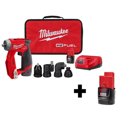 M12 FUEL 12-Volt Lithium-Ion Brushless Cordless 4-in-1 Installation 3/8 in. Drill Driver Kit W/ Bonus 2.0Ah Battery - Super Arbor