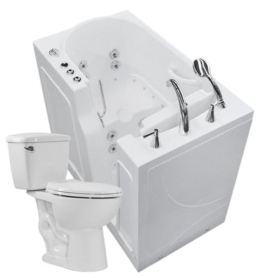 Nova Heated 45.75 in. Walk-In Whirlpool and Air Bath Tub in White with 1.6 GPF Single Flush Toilet - Super Arbor