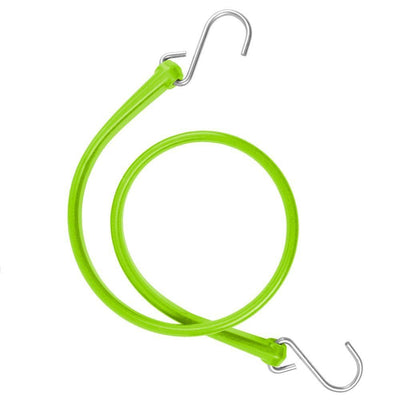 31 in. Polyurethane Bungee Strap with Galvanized S-Hooks (Overall Length: 36 in.) in Safety Green - Super Arbor