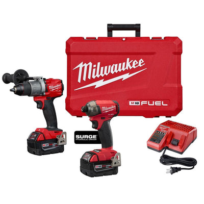 M18 FUEL 18-Volt Lithium-Ion Brushless Cordless Surge Impact and Hammer Drill Combo Kit (2-Tool) w/(2) 5.0Ah Batteries - Super Arbor