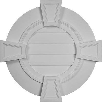 30 in. x 30 in. Round Primed Polyurethane Paintable Gable Louver Vent - Super Arbor
