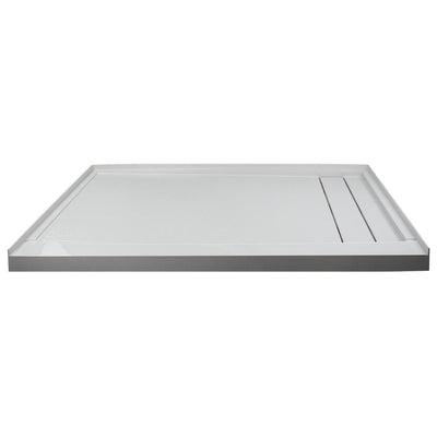 Linear 30 in. x 60 in. Single Threshold Shower Base with a Right Drain in Grey - Super Arbor