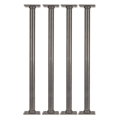 1 in. x 2 ft. L Black Steel Pipe Square Flange Table Leg Kit (Set of 4) - Super Arbor