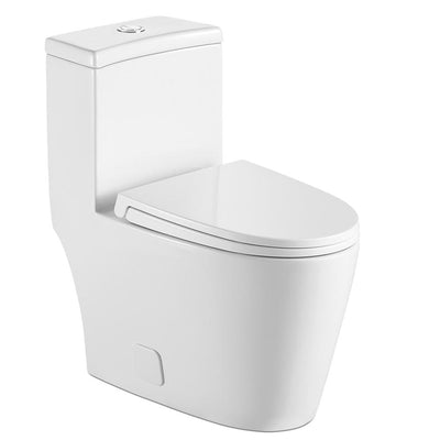 New Style Double Flush 1 Piece 0.8 / 1.28 GPF White Double Pumping Elongated Toilet With Chair - Super Arbor