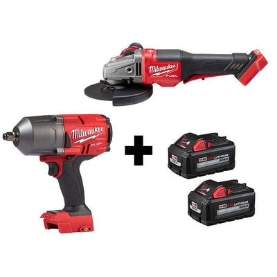 M18 FUEL 18-Volt 1/2 in. Lithium-Ion Brushless Cordless Impact Wrench & Braking Grinder with (2) 6.0Ah Batteries - Super Arbor