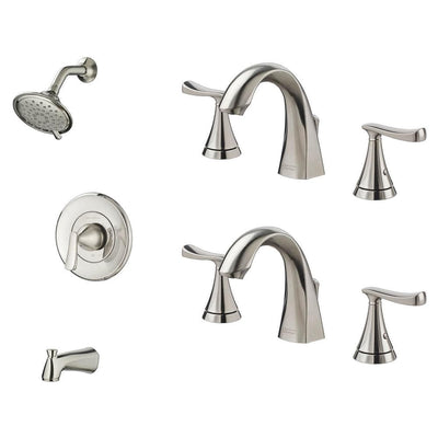 Chatfield Single-Handle 3-Spray Tub and Shower Faucet and Two 8 in. Widespread Bathroom Faucet Set in Brushed Nickel - Super Arbor