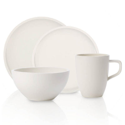 Artesano 4-Piece Casual White Porcelain Dinnerware Set (Service for 1) - Super Arbor