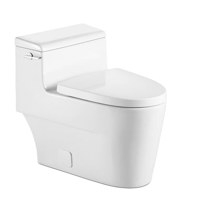 Trendy And Practical Double Flush 1 Piece 0.8 / 1.28 GPF White Double Pumping Elongated Toilet With Chair - Super Arbor