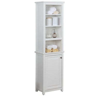 Dorset Bathroom 17 in. W Freestanding Storage Tower with Open Upper Shelves and Lower Cabinet in White - Super Arbor