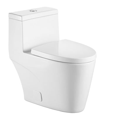 Modern Double Flush Toilet 1 Piece Of 1.28 GPF White Flush Toilet, Extended Toilet With Toilet - Super Arbor