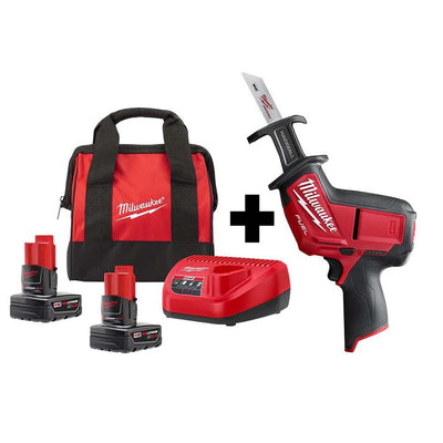 M12 FUEL 12-Volt Lithium-Ion Brushless Cordless HACKZALL Reciprocating Saw Kit W/ Two 4.0 Ah Batteries, Charger & Bag - Super Arbor