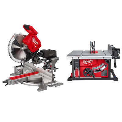 M18 FUEL 18-Volt Lithium-Ion Brushless 12 in. Cordless Dual Bevel Sliding Compound Miter Saw with 8-1/4 in. Table Saw - Super Arbor