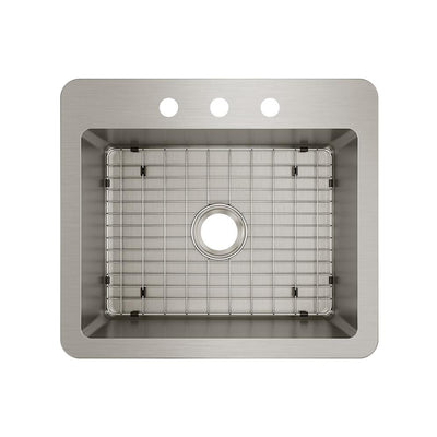 Avenue Stainless Steel Drop-In/Undermount 25 in. Single Bowl Kitchen Sink with Bottom Grid - Super Arbor