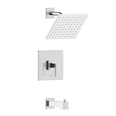 Hotel De Ville Single Handle 1-Spray Square Tub and Shower Faucet in Brushed Nickel Valve Included - Super Arbor