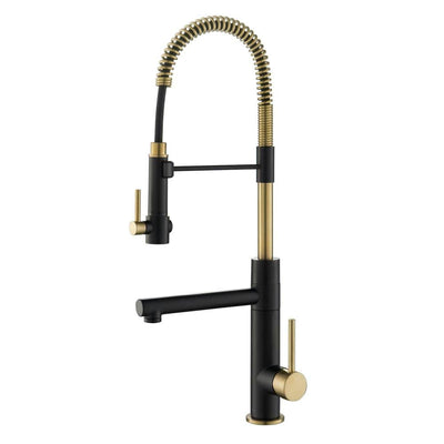 Single-Handle Kitchen Faucet with Pre-Rinse Sprayer and Pot Filler in Spot Free Antique Champagne Bronze/Matte Black - Super Arbor