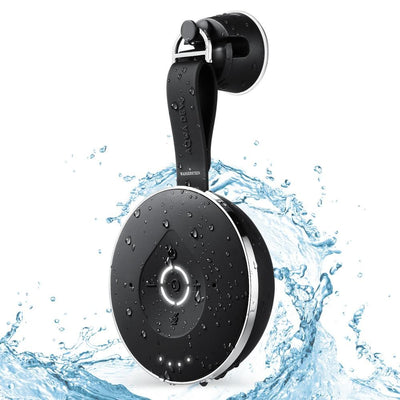 Aqua Dew - The World's First Splashproof Alexa Shower Speaker - Wi-Fi and Bluetooth-Enabled Smart Speaker in Black - Super Arbor