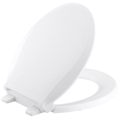Cachet Quiet-Close Round Closed Front Toilet Seat with Grip-Tight Bumpers in White - Super Arbor