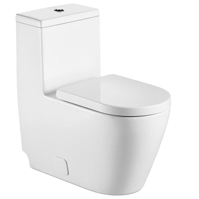 Modern Fashion Round Toilet 1-Piece White 1 Piece 0.8/1.28 GPF White Double Flush Toilet - Super Arbor