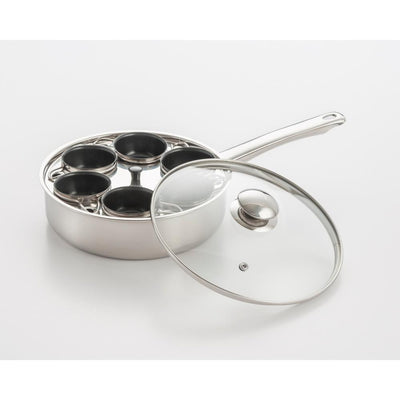Professional 6-Cup Stainless Steel Egg Poacher with Glass Lid - Super Arbor