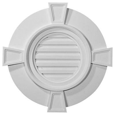 24 in. x 24 in. Round Primed Polyurethane Paintable Gable Louver Vent - Super Arbor