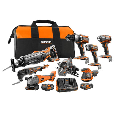 18-Volt Cordless 8-Piece Combo Kit with (1) 4.0 Ah Battery and (1) 2.0 Ah Battery, Charger, and Bag - Super Arbor
