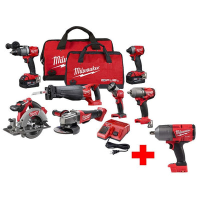 M18 FUEL 18-Volt Lithium-Ion Brushless Cordless Combo Kit (7-Tool) with  M18 FUEL 1/2 in. Impact Wrench - Super Arbor