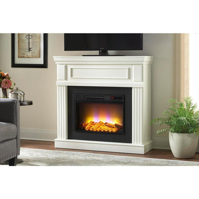 Grantley 40 in. Freestanding Electric Fireplace in White - Super Arbor