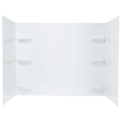 Durawall 42 in. x 72 in. x 58 in. 5-Piece Easy Up Adhesive Bath Tub Surround in White - Super Arbor