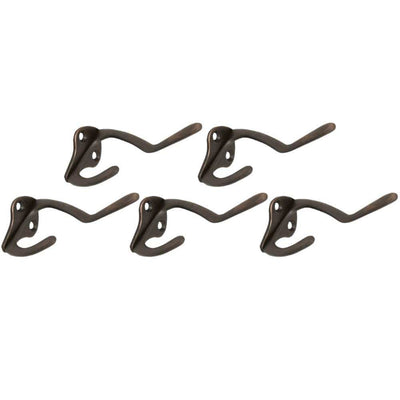 3 in. Oil Rubbed Bronze Double Hat and Coat Hook (5 per Pack) - Super Arbor