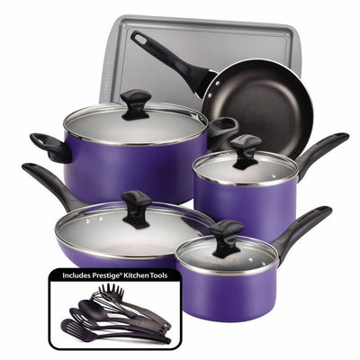 Dishwasher Safe 15-Piece Aluminum Nonstick Cookware Set in Purple - Super Arbor