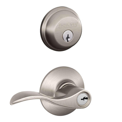 Schlage Accent Satin Nickel Lever and Single Cylinder Deadbolt ANSI Grade 2 1-3/4 in.