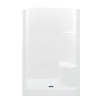 Everyday 48 in. x 33.5 in. x 72 in. 1-Piece Shower Stall with Right Seat and Center Drain in White - Super Arbor