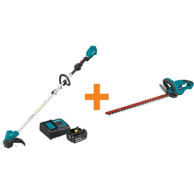 Makita 18-Volt LXT Lithium-Ion Brushless String Trimmer Kit with Bonus 22 in. 18-Volt LXT Lithium-Ion Cordless Hedge Trimmer - Super Arbor