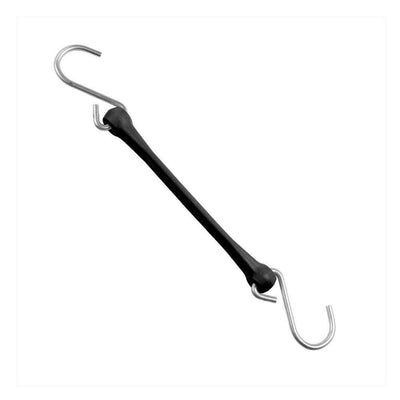 7 in. Polyurethane Bungee Strap with Galvanized S-Hooks (Overall Length: 12 in.) in Black - Super Arbor