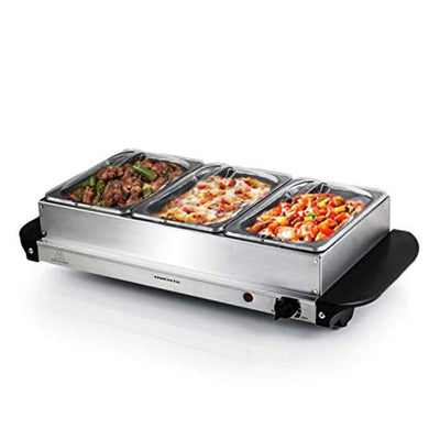 1.5 Qt. Silver Stainless Steel Electric Buffet Server Tray Warming Pans with Adjustable Temperature Control - Super Arbor