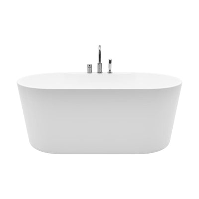 Coral 56 in. Acrylic Freestanding Flatbottom Non-Whirlpool Bathtub in White All-in-One Kit - Super Arbor