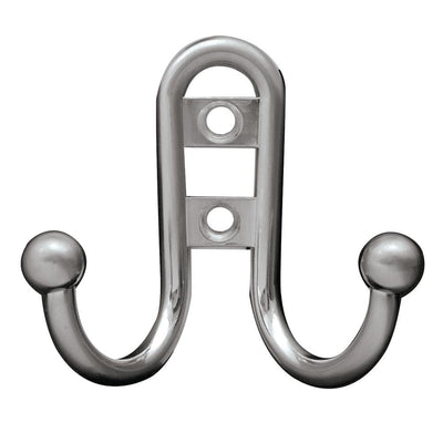 2-7/10 in. Satin Nickel Ball End Double Wall Hook (4-Pack) - Super Arbor