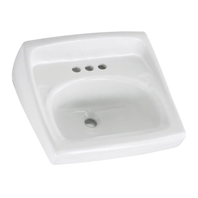 American Standard Lucerne Wall Hung Bathroom Sink in White with 4 in. Faucet Holes and Less Overflow - Super Arbor