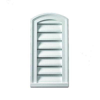 12 in. x 24 in. Round Top White Polyurethane Weather Resistant Gable Louver Vent - Super Arbor