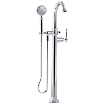 Kelston 1-Handle Floor Mount Claw Foot Tub Faucet with Hand Shower in Polished Chrome - Super Arbor