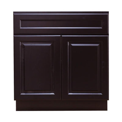 Newport Ready to Assemble 30x34.5x24 in. Base Cabinet with 2-Door and 1-Drawer in Dark Espresso - Super Arbor