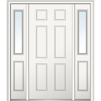 68.5 in. x 81.75 in. Right-Hand 6-Panel Classic Primed Steel Prehung Front Door with Sidelites on 4-9/16 in. Frame - Super Arbor