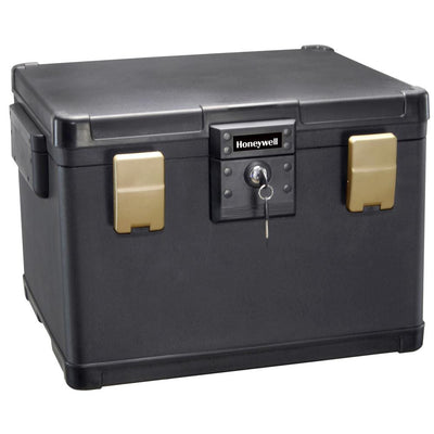 1.06 cu. ft. Molded Fire Resistant and Waterproof Legal Document Storage Chest with Key and Double Latch Lock - Super Arbor