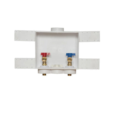 Quadtro 2 in. Copper Sweat Connection Washing Machine Outlet Box with 1/4 Turn Brass Screw-On Ball Valves - Super Arbor