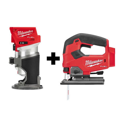 M18 FUEL 18-Volt Lithium-Ion Brushless Cordless Compact Router and Jig Saw 2-Tool Set (Tool-Only) - Super Arbor