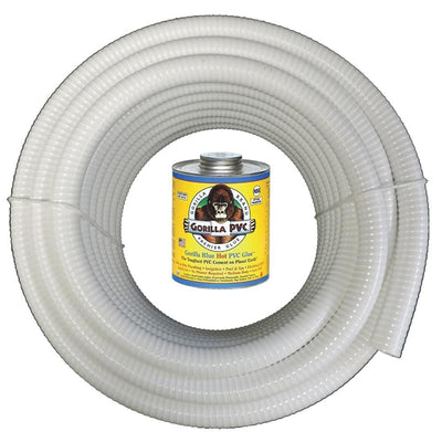 3/4 in. x 50 ft. White PVC Schedule 40 Flexible Pipe with Gorilla Glue - Super Arbor