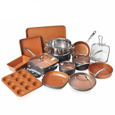 20-Piece Aluminum Ti-Ceramic Nonstick Cookware and Bakeware Set in Graphite - Super Arbor