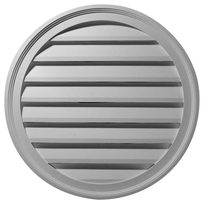 36 in. x 36 in. Round Primed Polyurethane Paintable Gable Louver Vent - Super Arbor